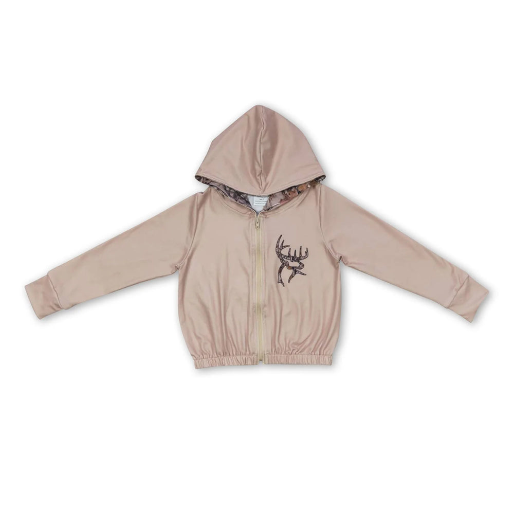 RTS NO MOQ Sibling milk silk Baby Girls Camo Print Full Zip Long Sleeve Hooded Jacket