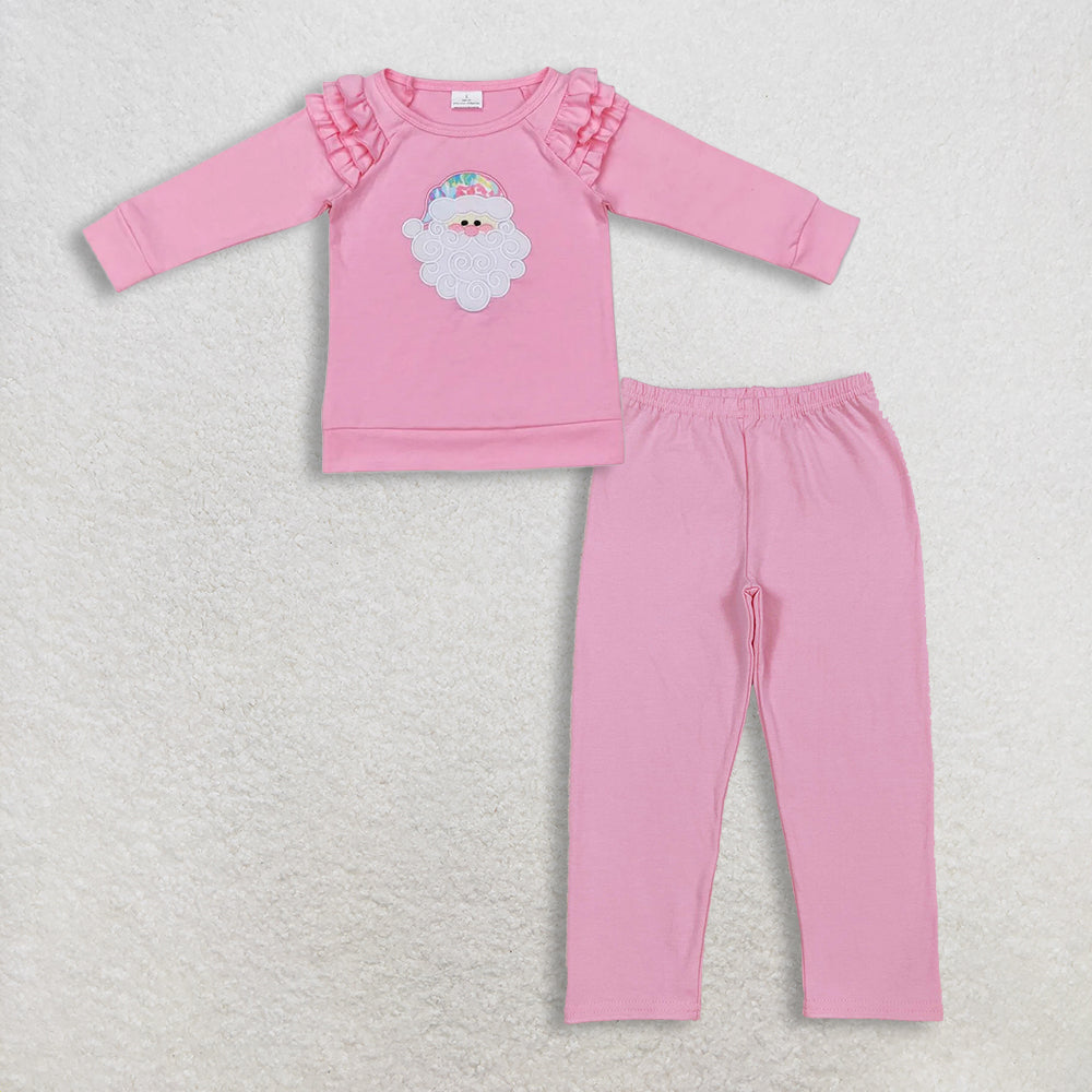 RTS NO MOQ Sibling baby girl clothes Embroidered Christmas long-sleeved top striped trousers sets and top and pants