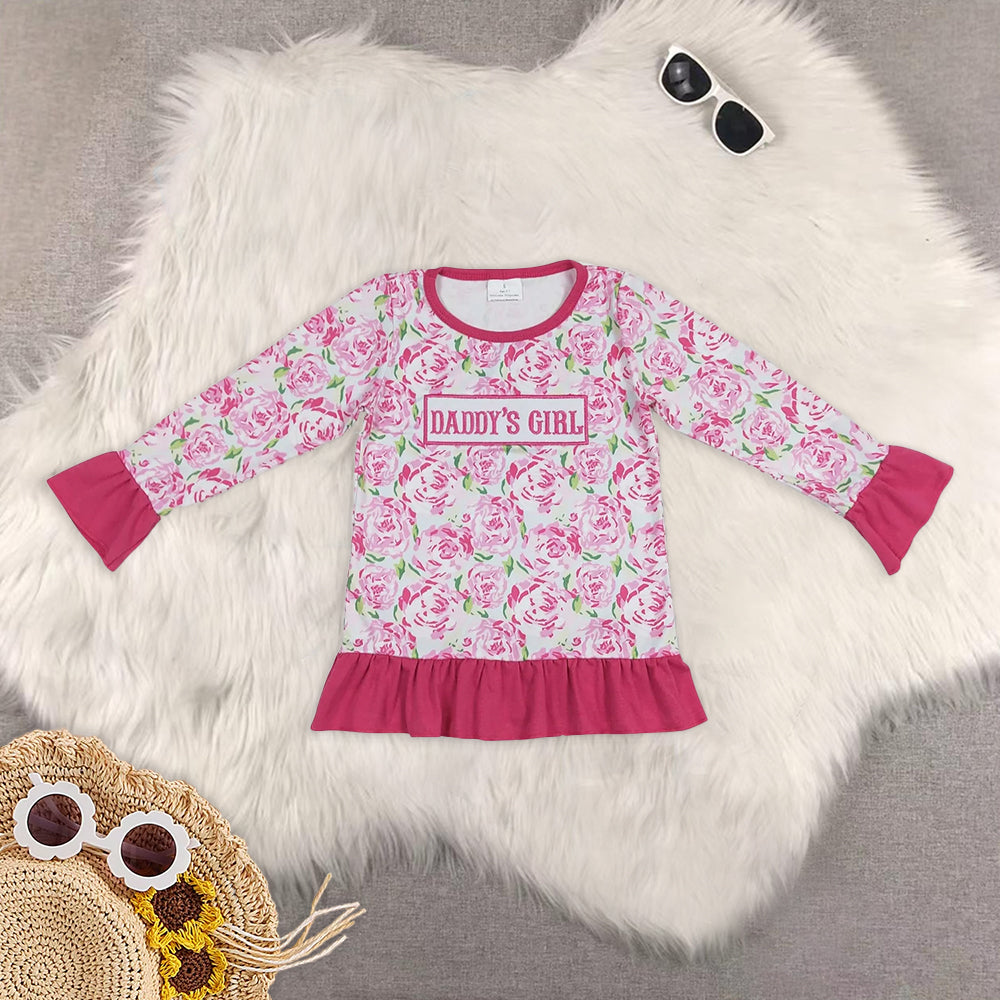 RTS NO MOQ Baby girls clothes embroidery Camouflage pullover long sleeve top