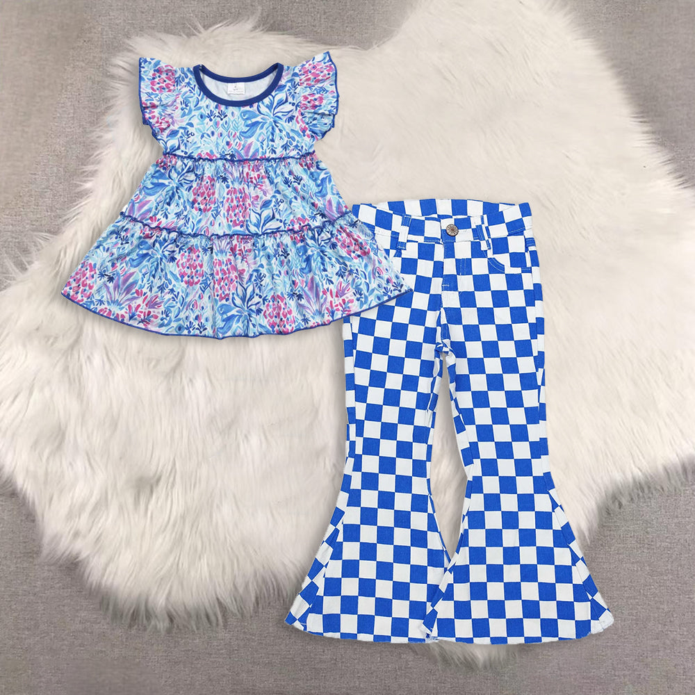 RTS NO MOQ（In Stock) short-sleeved top denim jeans set