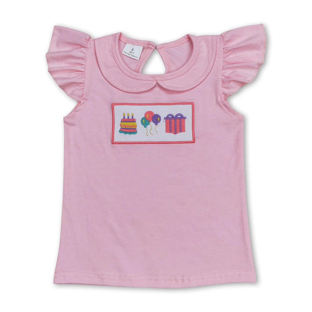 RTS NO MOQ Sibling milk silk Baby Girls Birthday Summer Print Tee Shirts Top Daily Outfit