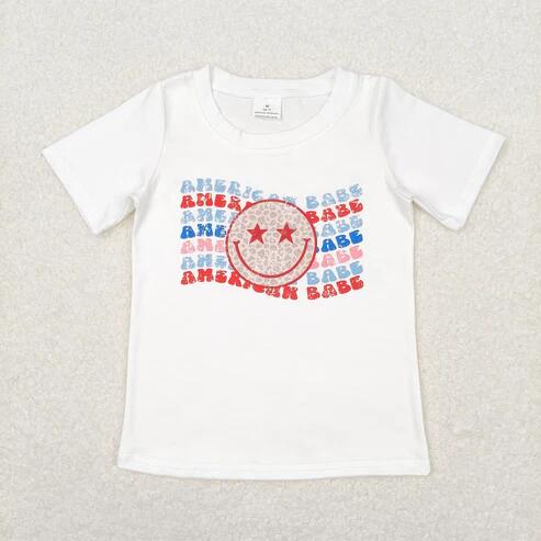 RTS NO MOQ Sibling Baby Boys 4th of July T-shirts Tops Short Sleeve Flags Stars Clothing for Infants