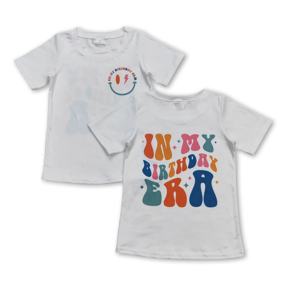 RTS NO MOQ Sibling milk silk Baby Girls Birthday Summer Print Tee Shirts Top Daily Outfit