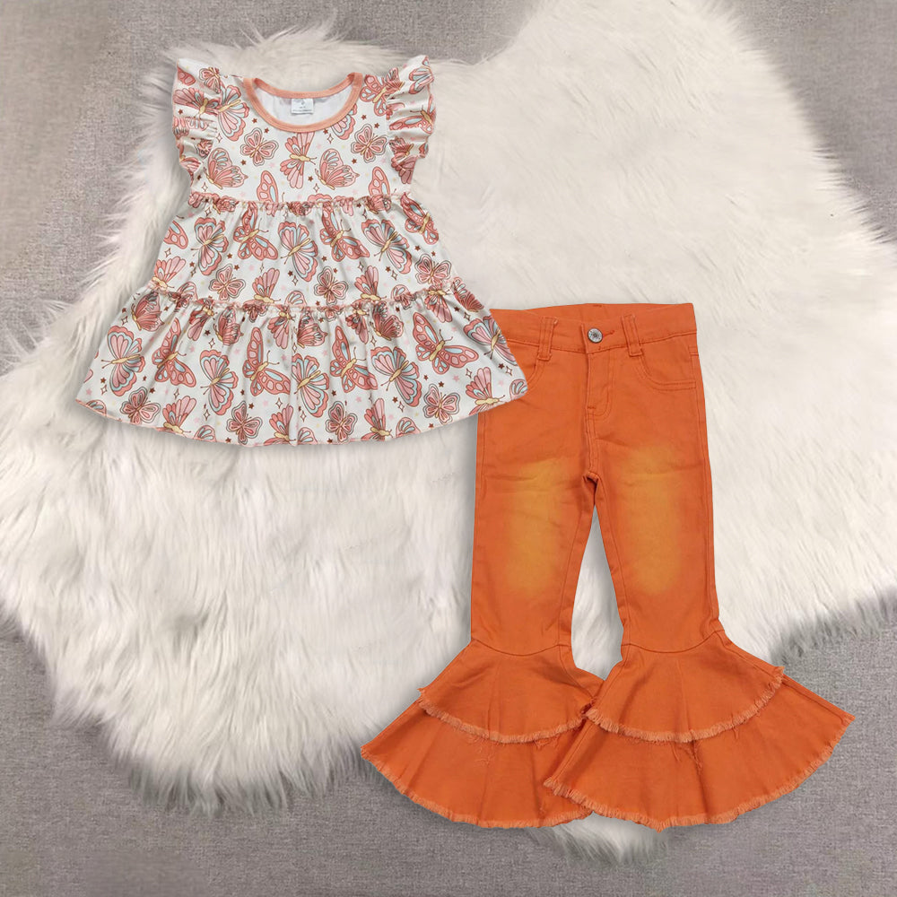 RTS NO MOQ（In Stock) short-sleeved top denim jeans set