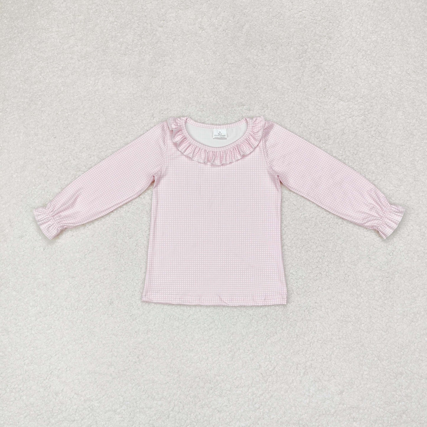rts no moq GT0626 Pink plaid lace long-sleeved top