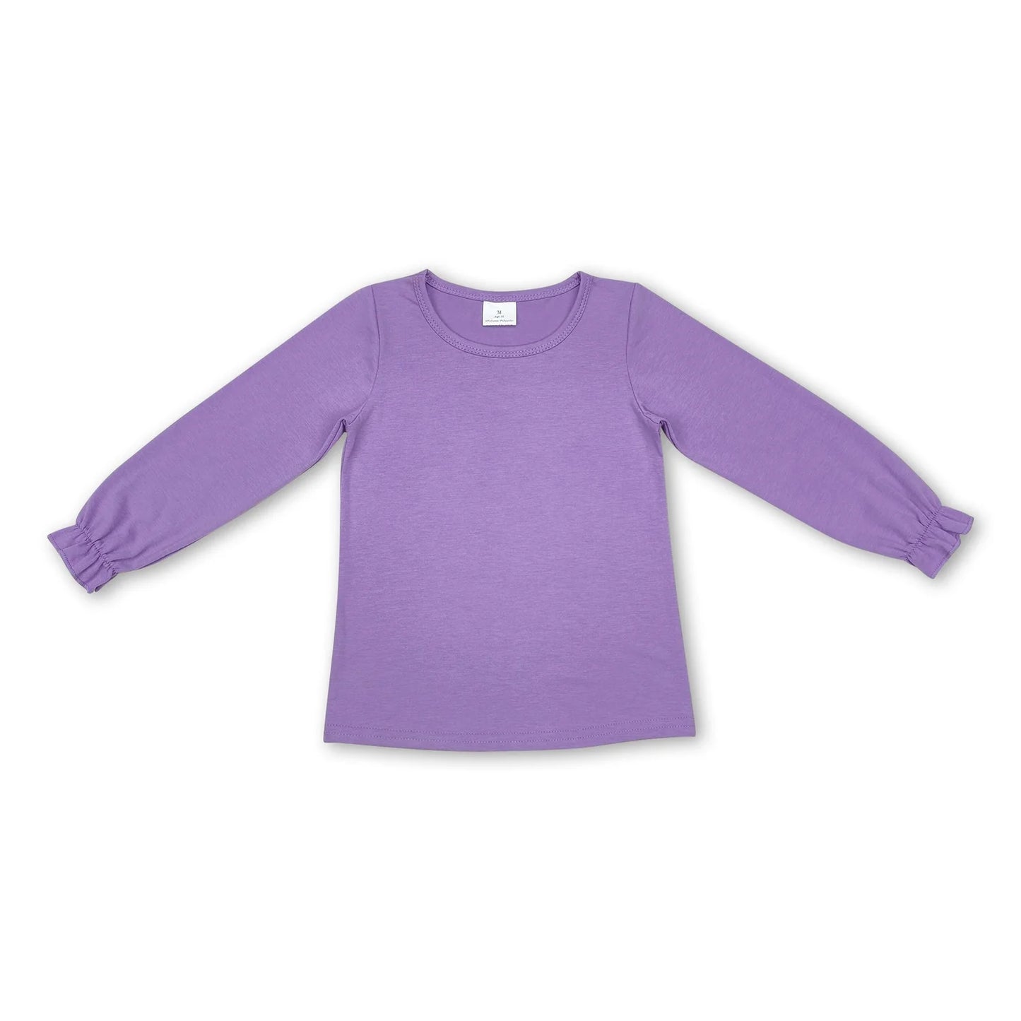 RTS NO MOQ Sibling cotton Baby Girls Solid Color Crew Neck Long Sleeve Tee Shirt