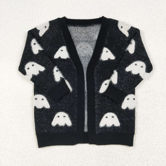 rts no moq GT0649 Halloween ghost black long-sleeved sweater cardigan