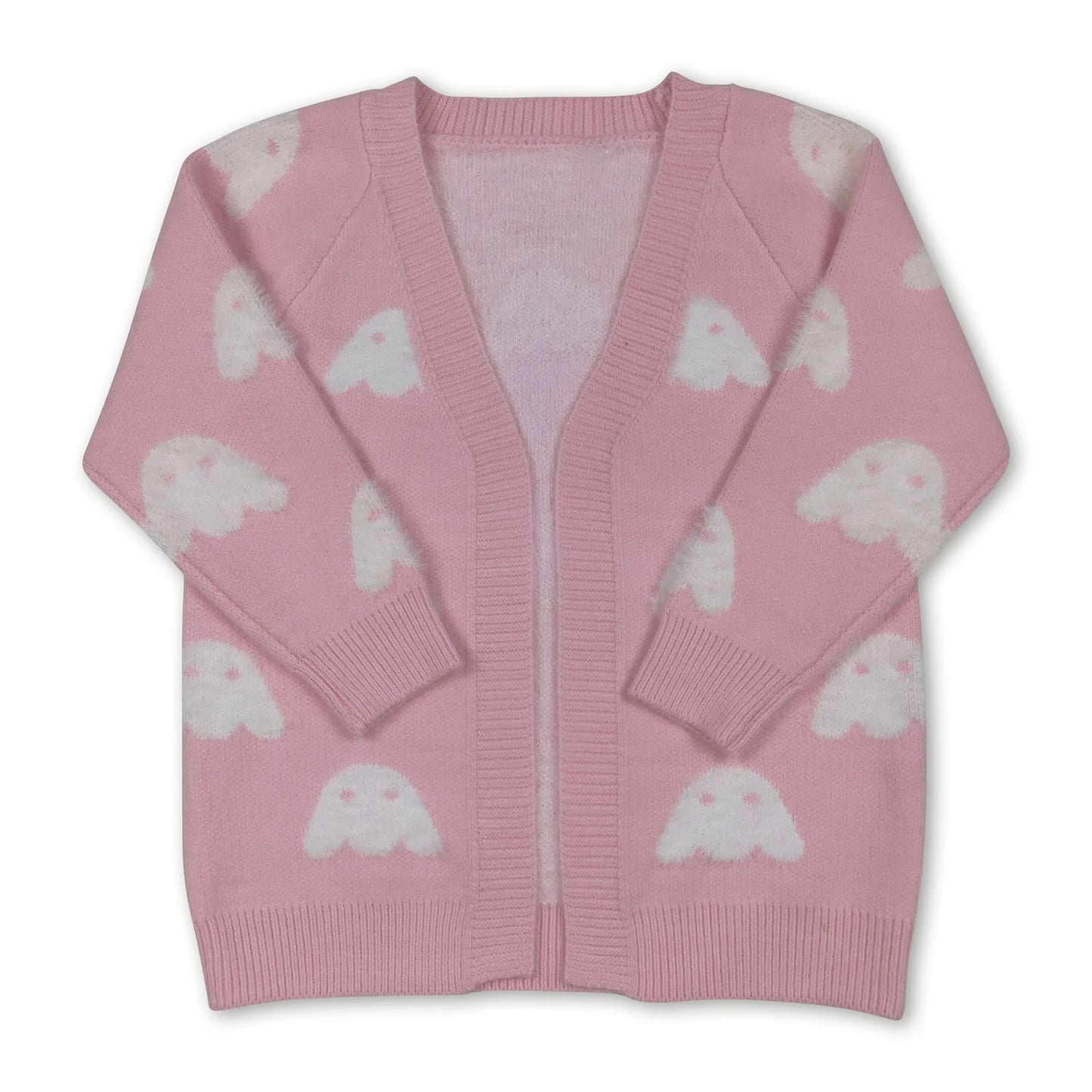RTS NO MOQ Sibling Sweater Baby Girls Cute Print Open Front Long Sleeve Knit Cardigan Sweater