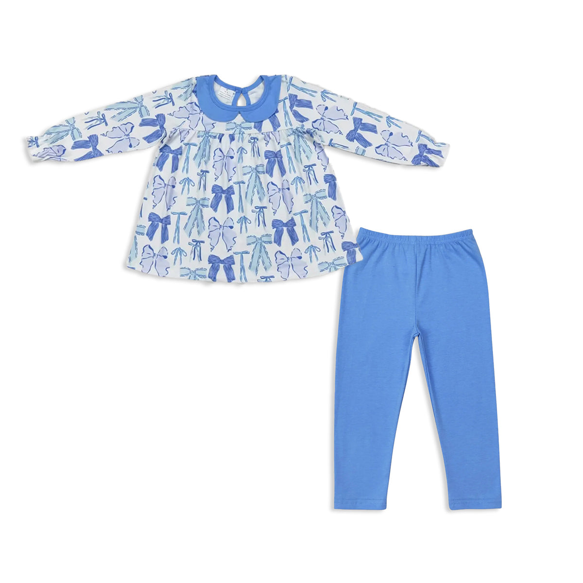 RTS NO MOQ Sibling Baby girls clothes bow long-sleeved trousers suit & tops and pants