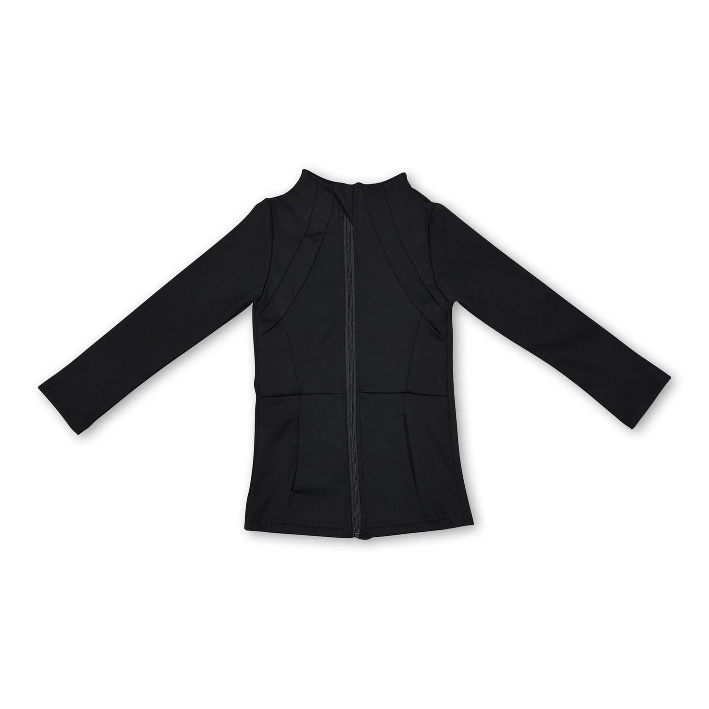 RTS NO MOQ Sibling yoga fabric cotton Baby Girls Solid Color Zip Pocket Yoga Active Wear Jackets