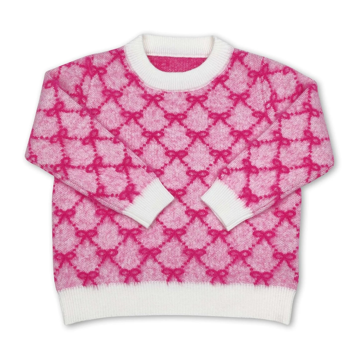 RTS NO MOQ Sibling Sweater Baby Toddler Christmas Print Crew Neck Knit Sweater Winter Holiday Pullover Top