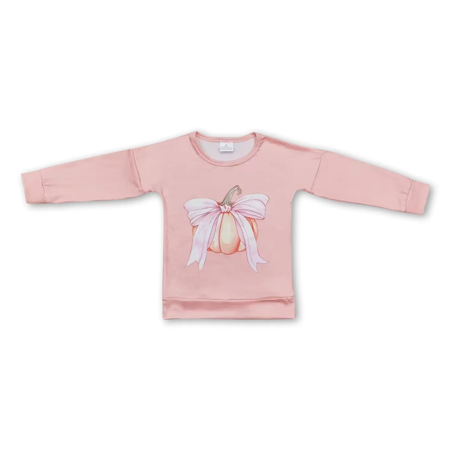 RTS NO MOQ Sibling milk silk Baby Girls Colorful Pumpkin Print Long Sleeve Tee Shirts Casual Fall Tops