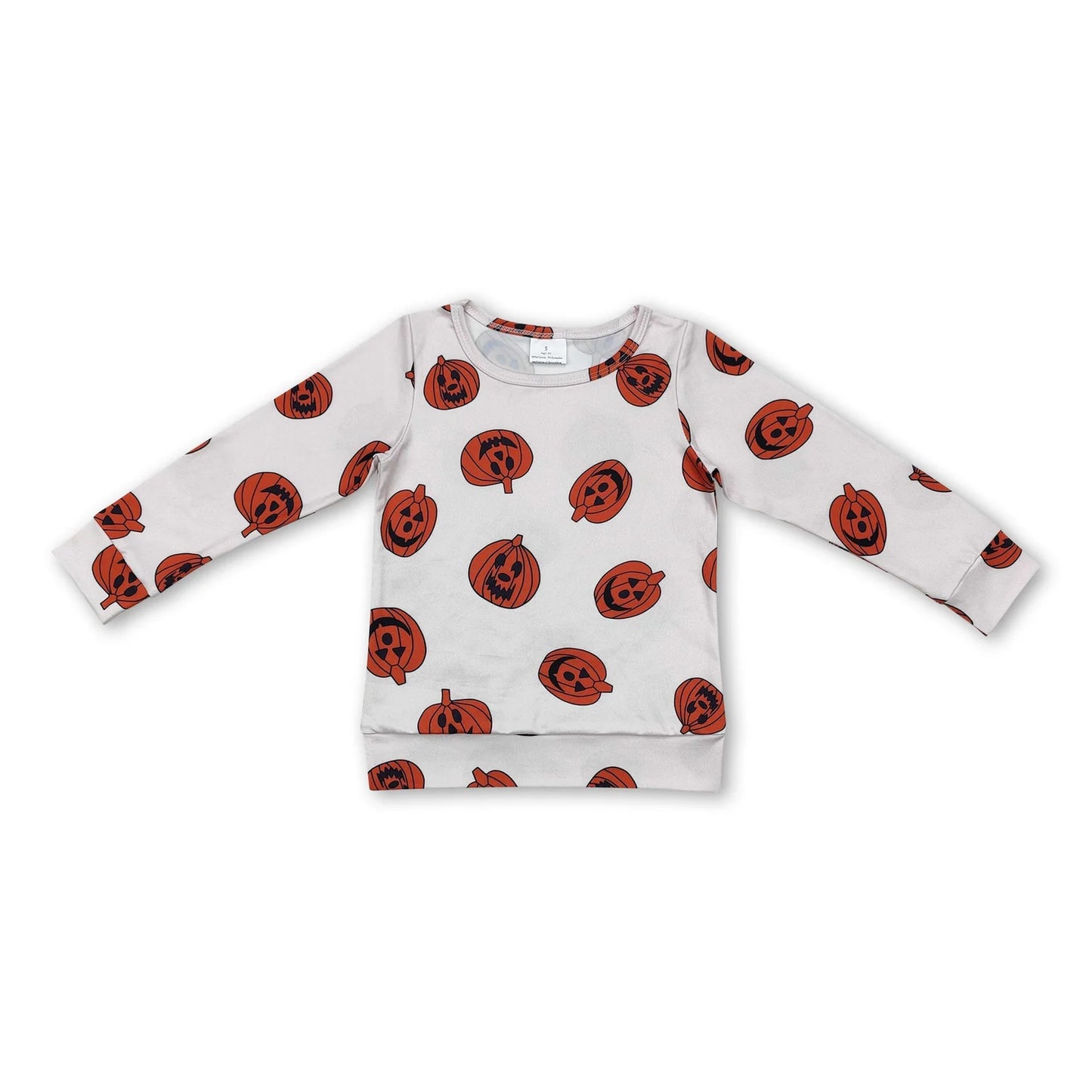 RTS NO MOQ Sibling milk silk Baby Girls Colorful Pumpkin Print Long Sleeve Tee Shirts Casual Fall Tops