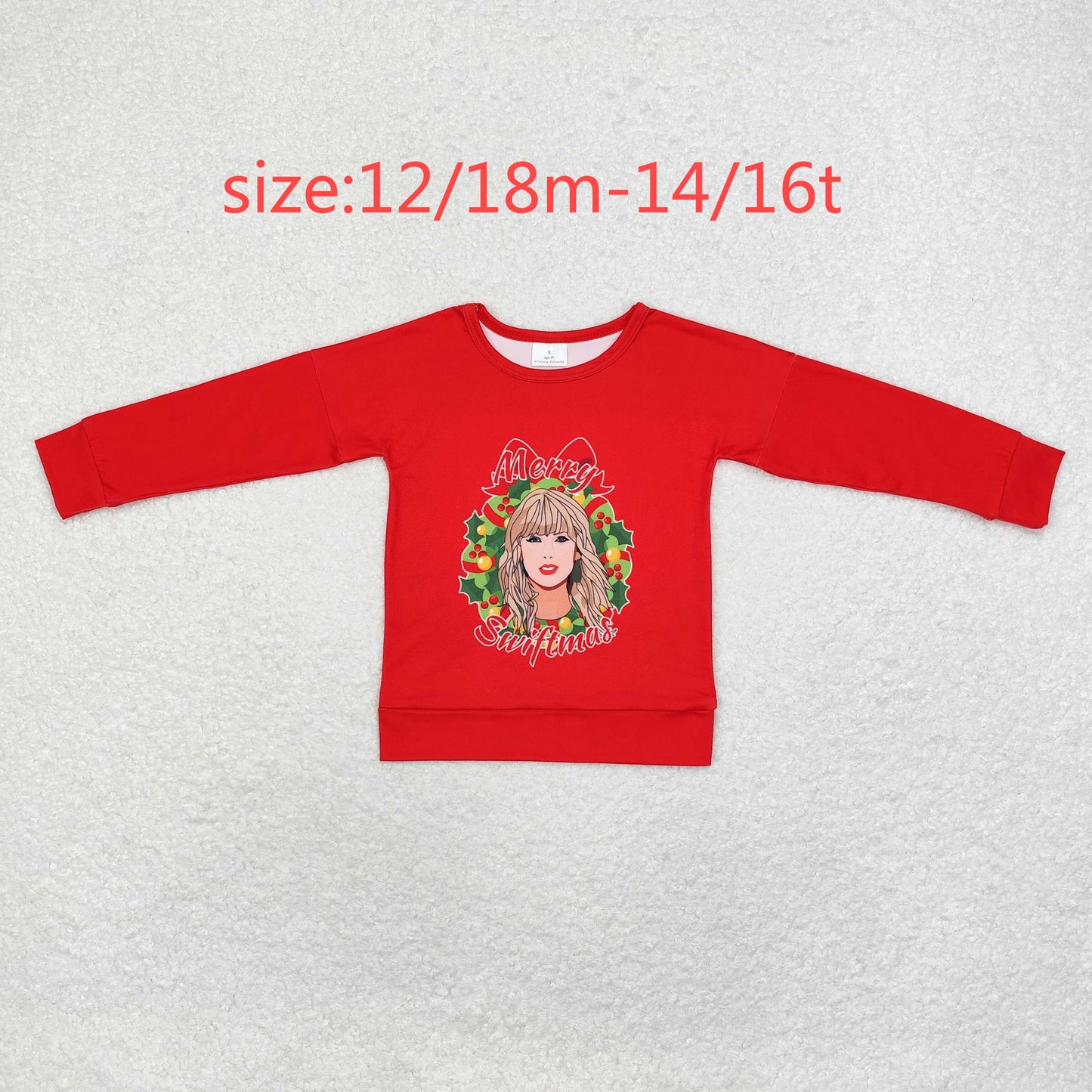 rts no moq GT0703 merry swiftmas red long-sleeved top