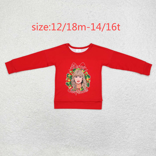 rts no moq GT0703 merry swiftmas red long-sleeved top