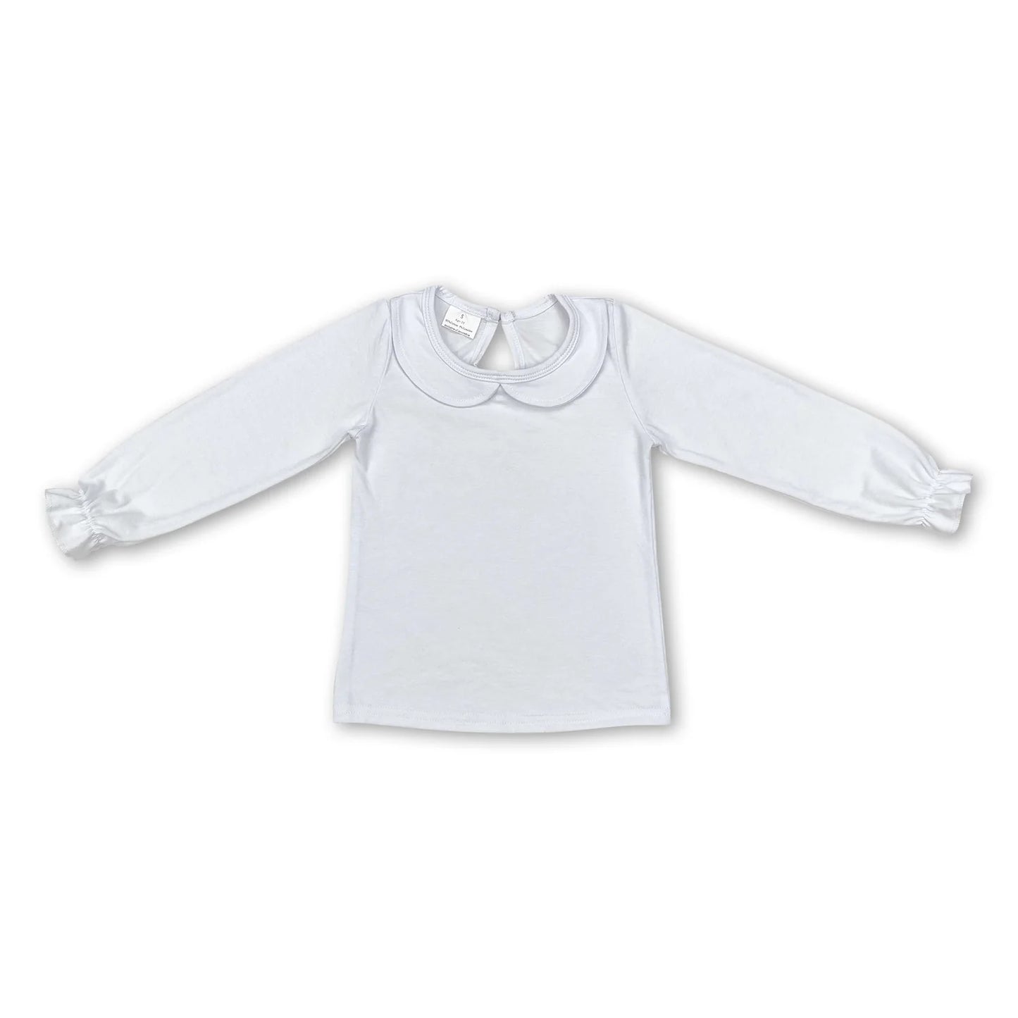 RTS NO MOQ Sibling cotton Baby Girls Solid Color Crew Neck Long Sleeve Tee Shirt