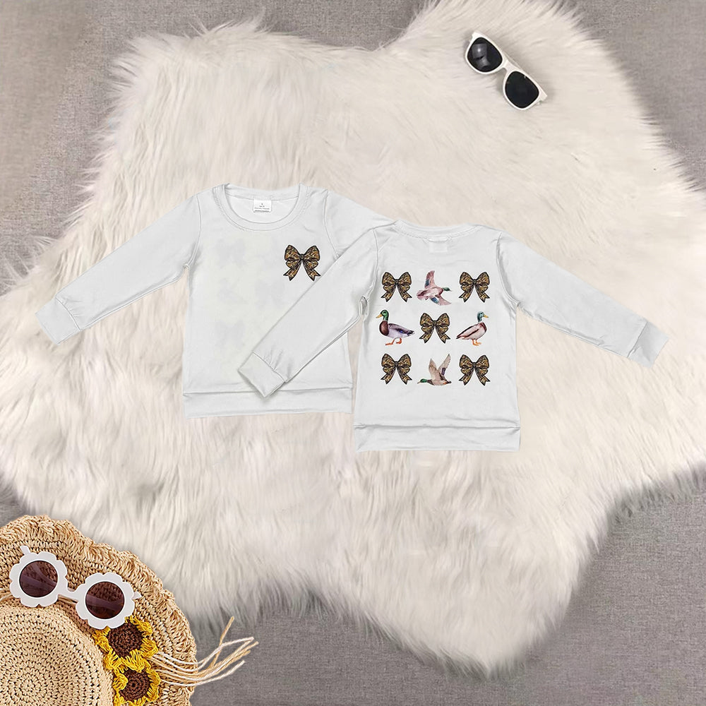 RTS NO MOQ Sibling baby girl clothes camouflage bow long sleeve top