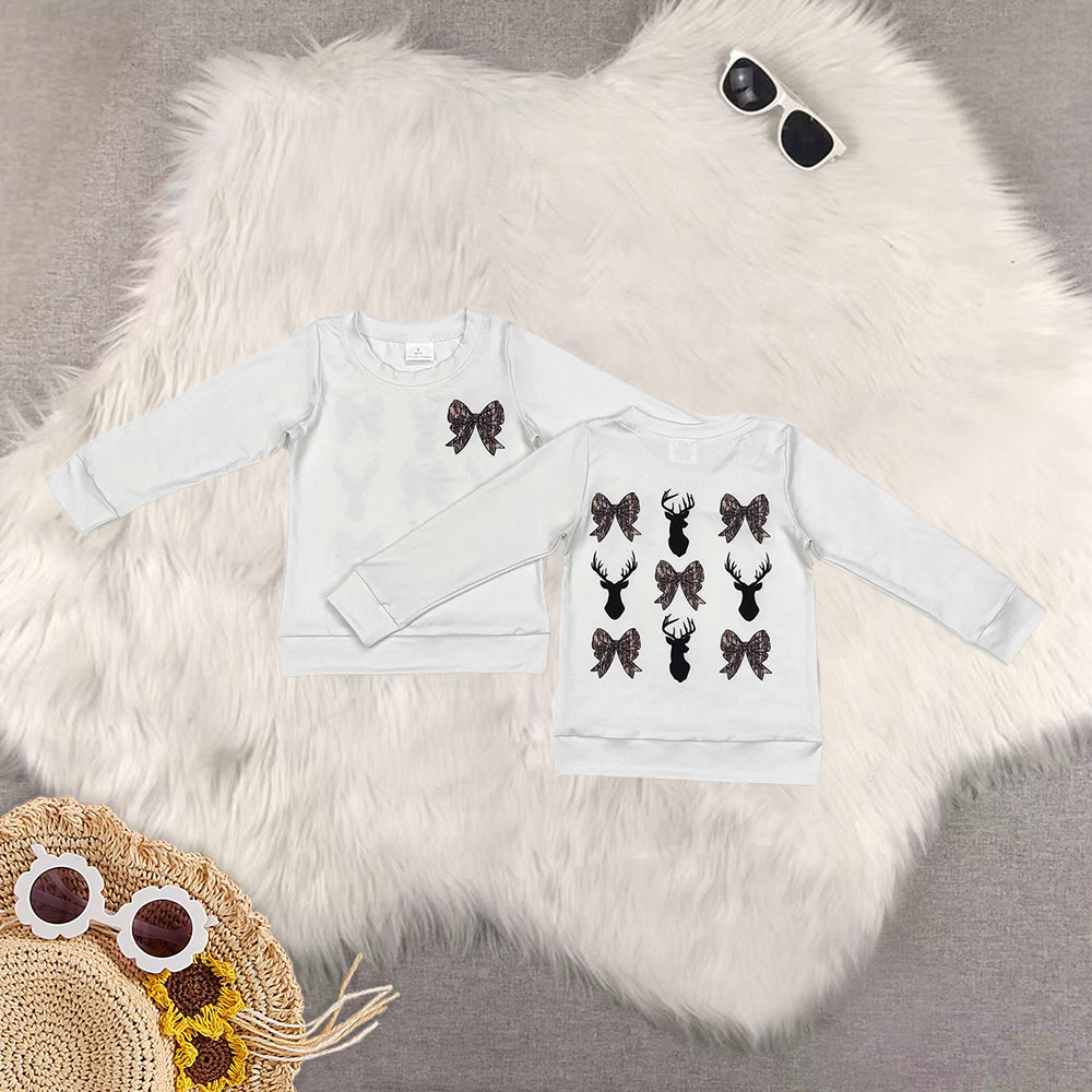 RTS NO MOQ Sibling baby girl clothes camouflage bow long sleeve top