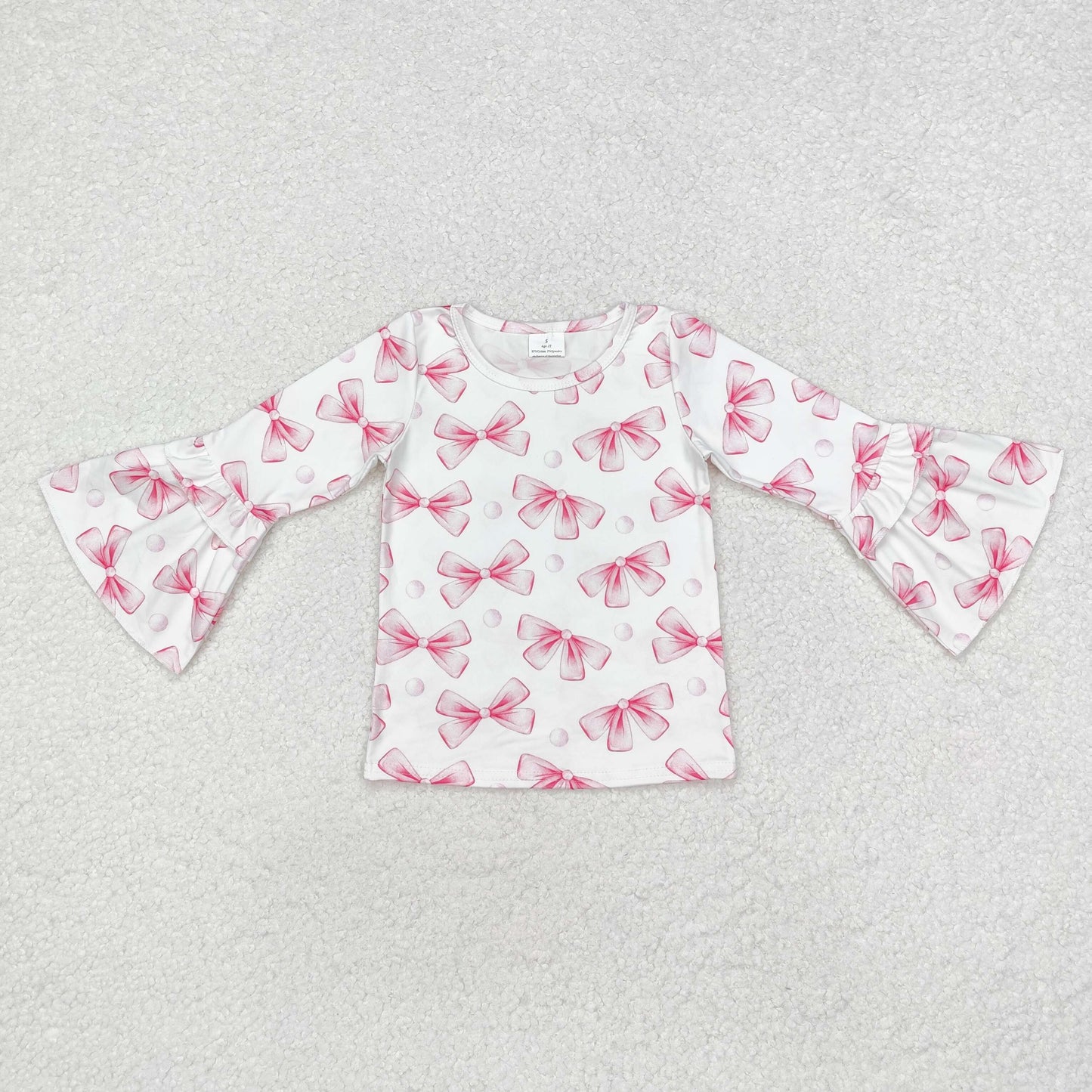 RTS NO MOQ ETA 5/7days arrived GT0779 Bow pattern lace white long-sleeved top