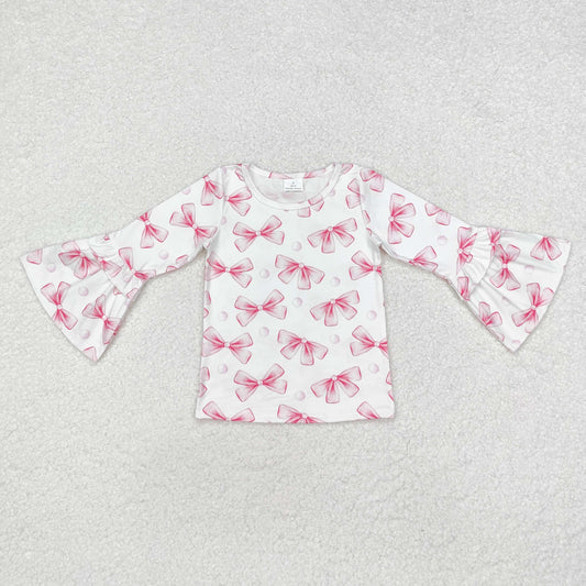 RTS NO MOQ ETA 5/7days arrived GT0779 Bow pattern lace white long-sleeved top