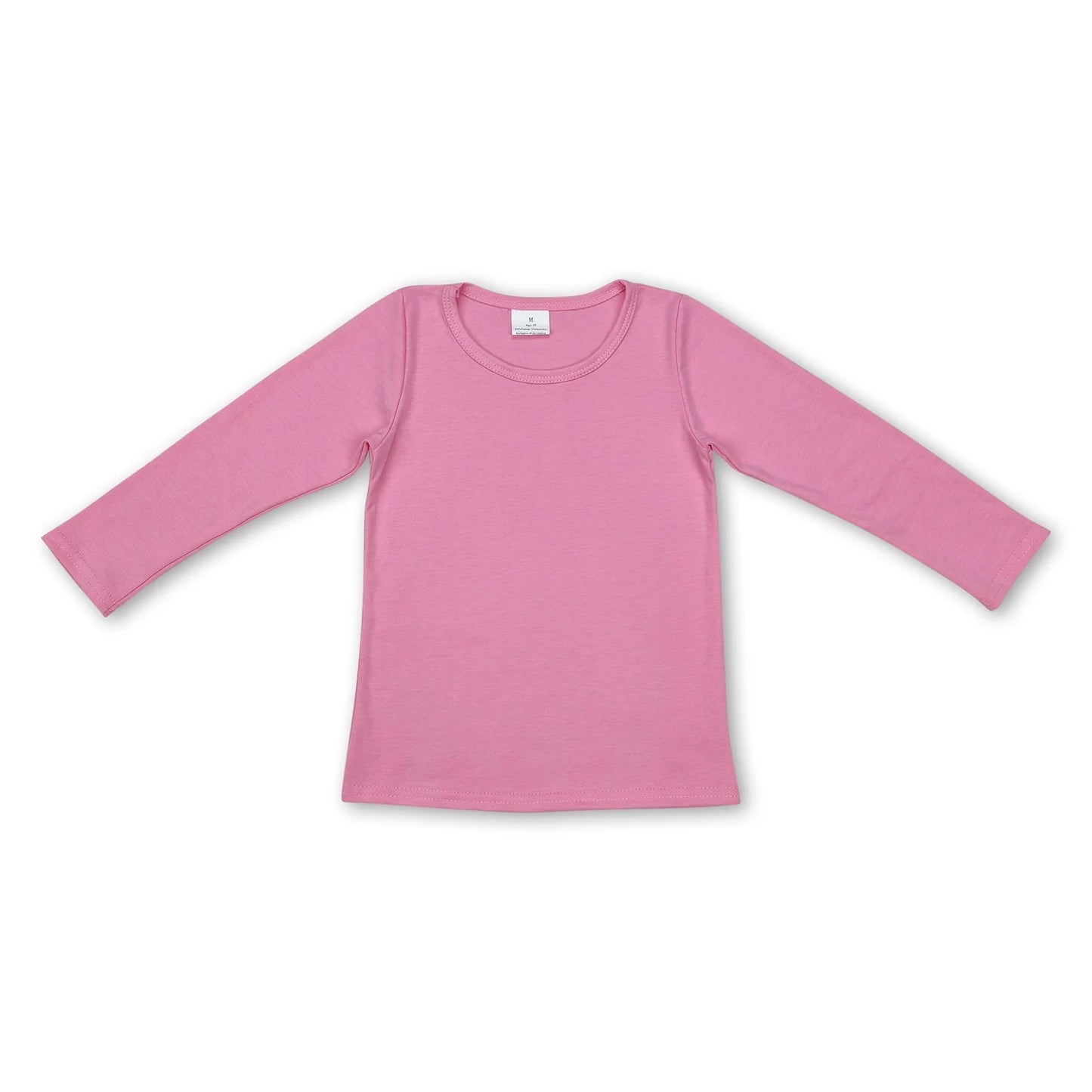 RTS NO MOQ Sibling cotton Baby Girls Solid Color Crew Neck Long Sleeve Tee Shirt
