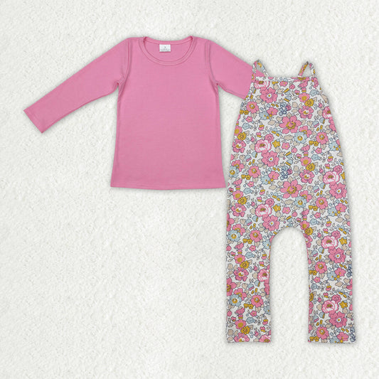 RTS NO MOQ ETA 5/7days Arrived GT0781+SR1982 Pure pink long-sleeved top flower beige sleeveless jumpsuit sets