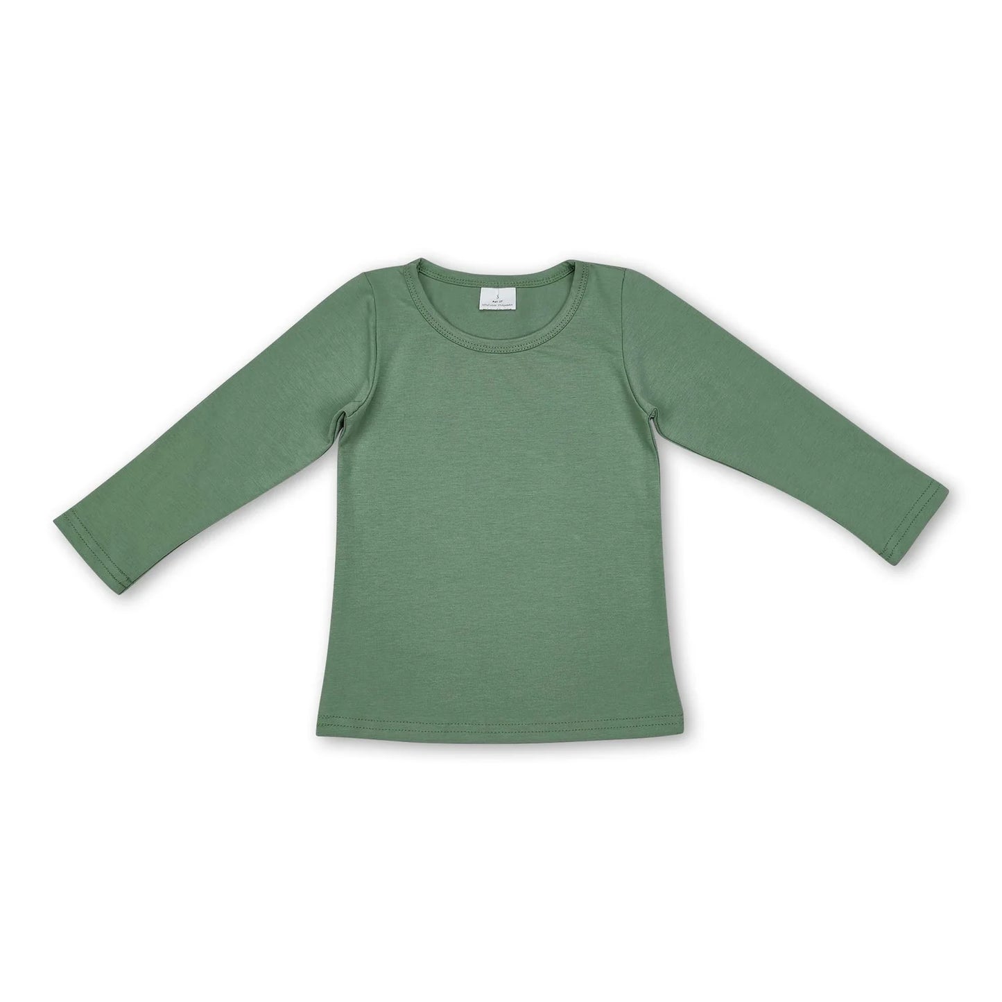 RTS NO MOQ Sibling cotton Baby Girls Solid Color Crew Neck Long Sleeve Tee Shirt