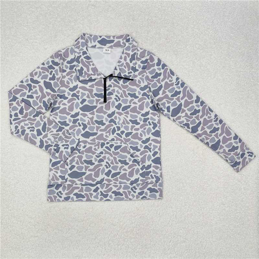 RTS NO MOQ Sibling Baby boy clothes camouflage pullover hooded long sleeve top and pants and romper and adult top