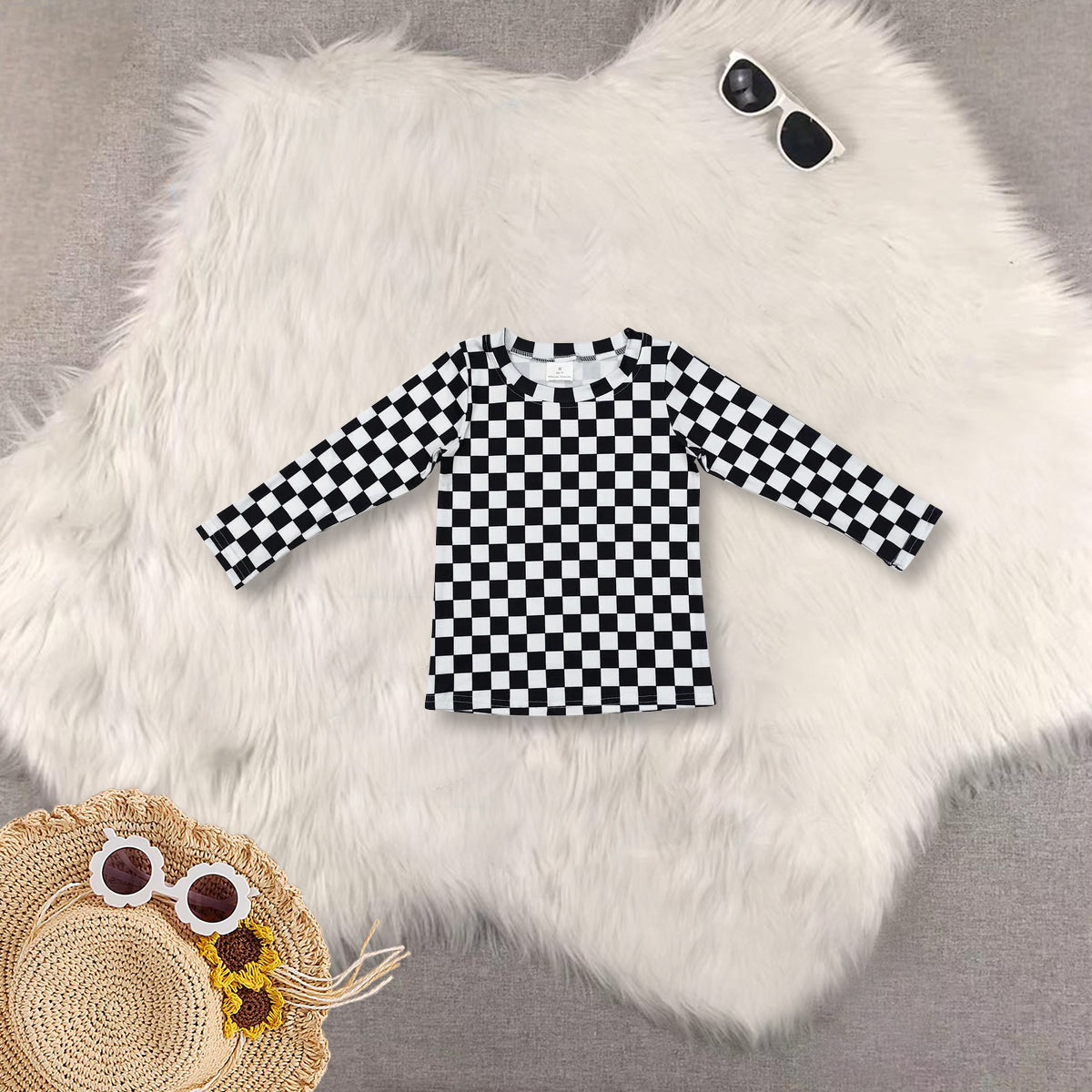 RTS Sibling baby girls boys clothes summer plaid long sleeve top and pants