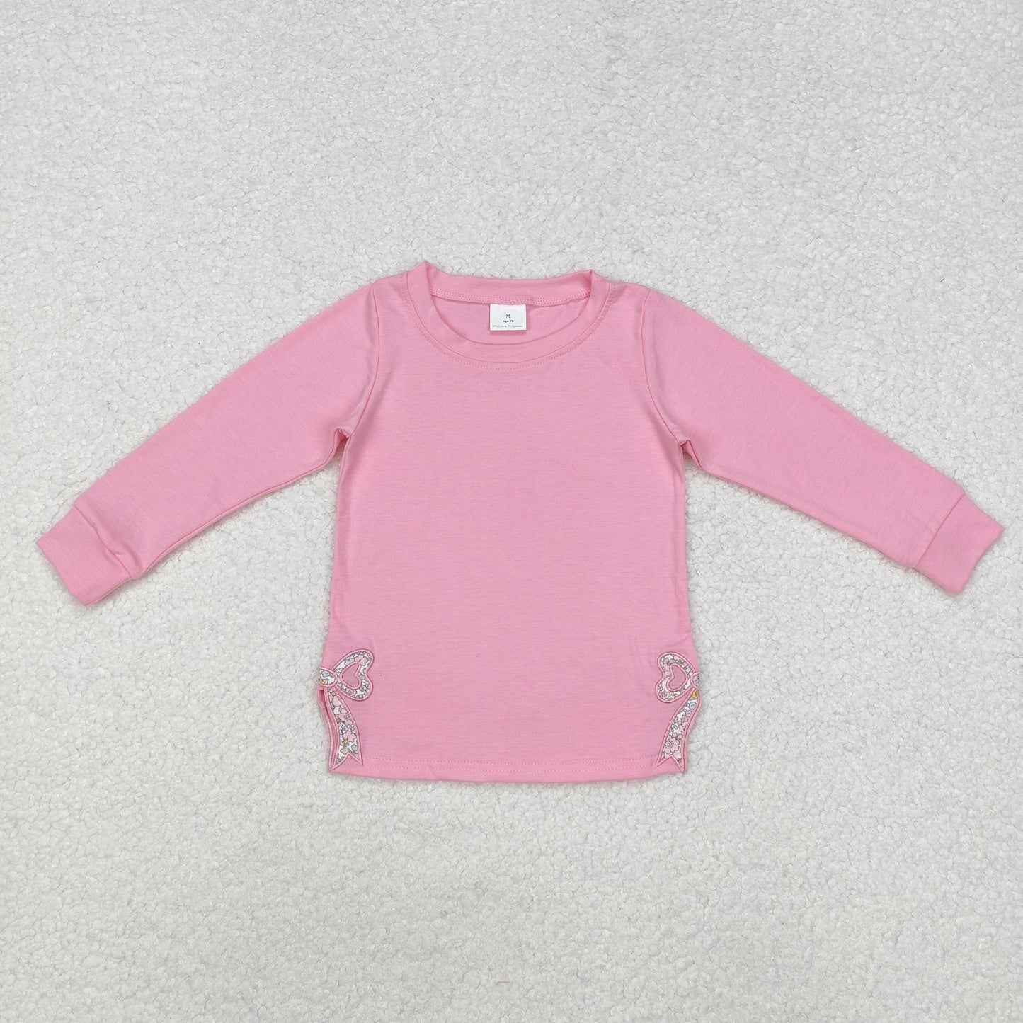 RTS NO MOQ ETA 5/7days arrived GT0872 Embroidered flower bow pattern pink long-sleeved top