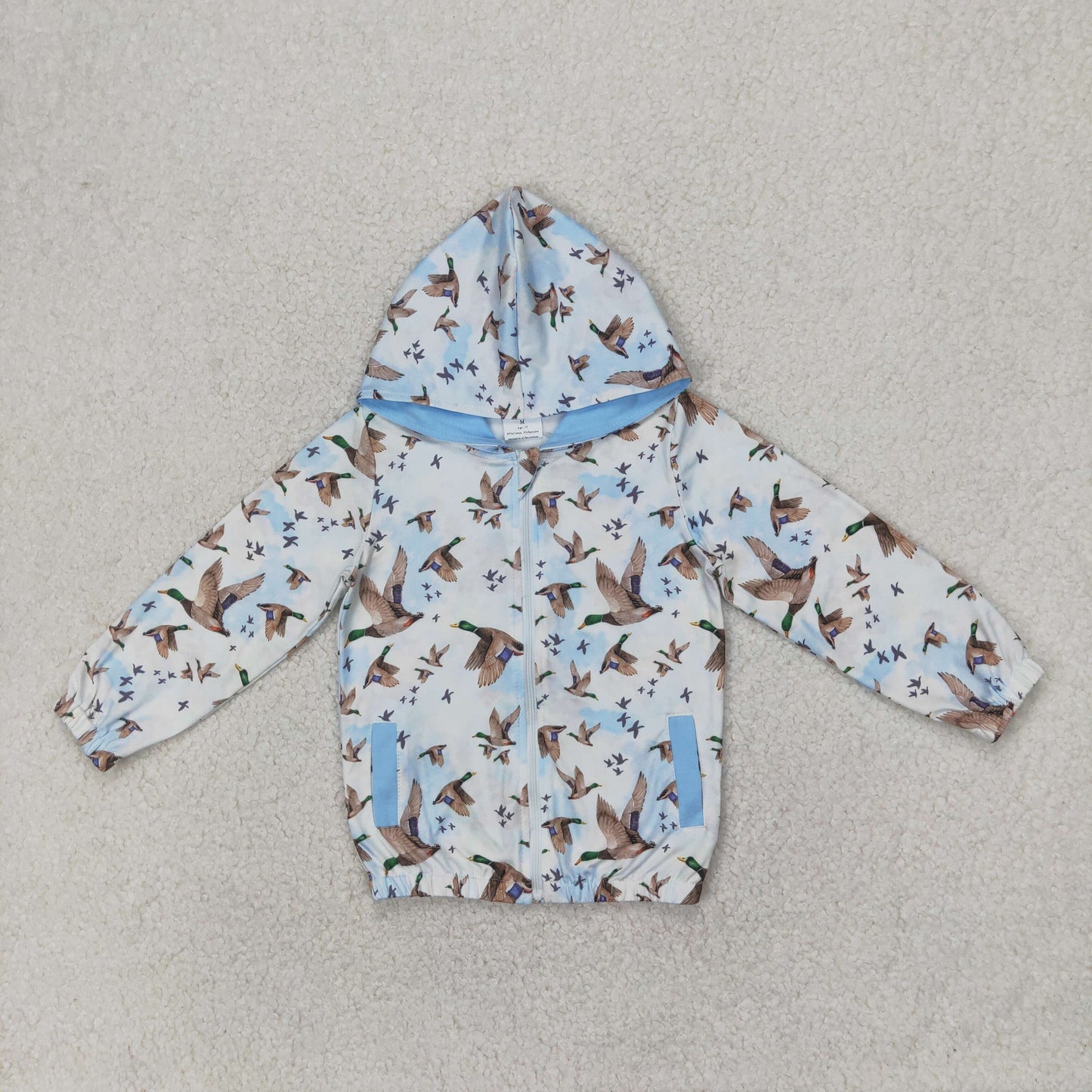 RTS NO MOQ GT0875 Duck beige blue zipper hooded long sleeve top