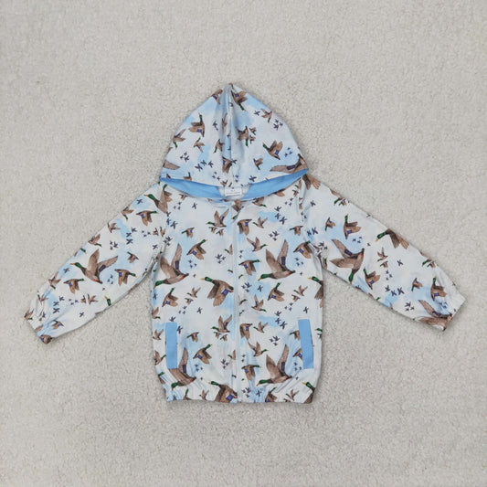 RTS NO MOQ GT0875 Duck beige blue zipper hooded long sleeve top