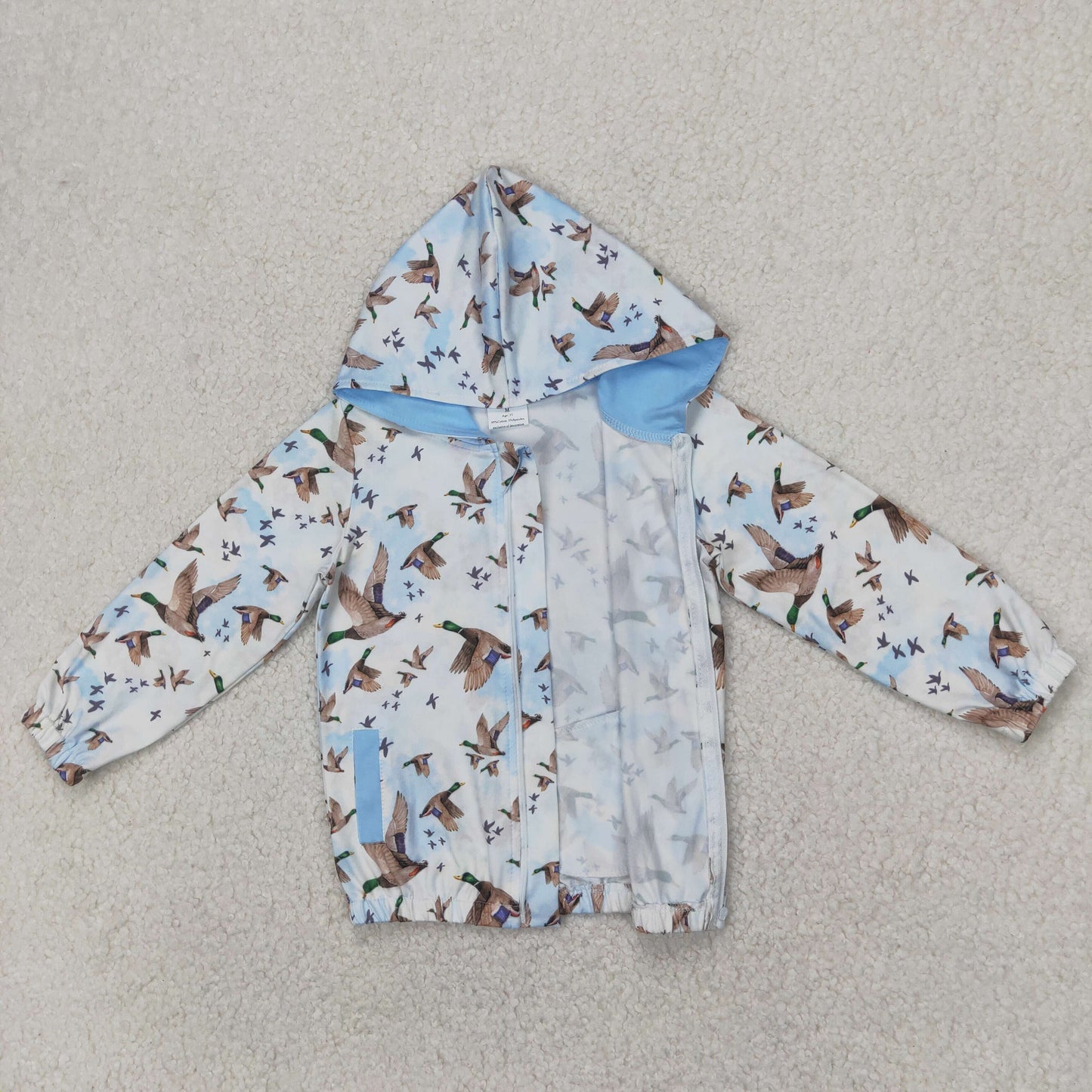 RTS NO MOQ GT0875 Duck beige blue zipper hooded long sleeve top