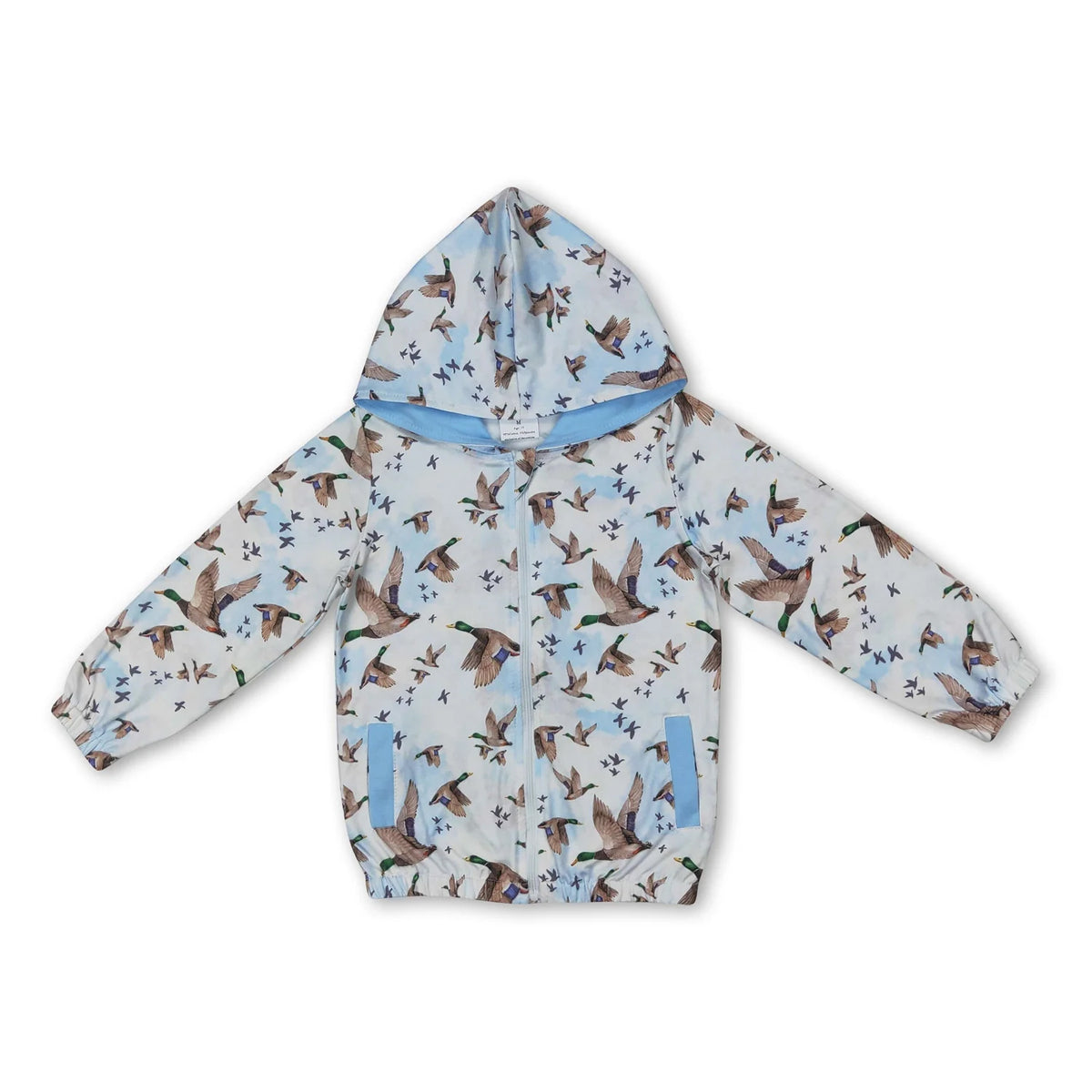 RTS NO MOQ Sibling baby girls clothes floral duck Hooded Zip-Up Long Sleeve Jacket