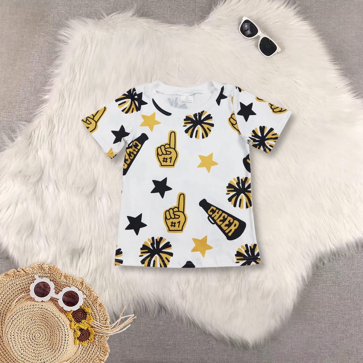 RTS NO MOQ Sibling baby girl clothes cheers short-sleeved tops