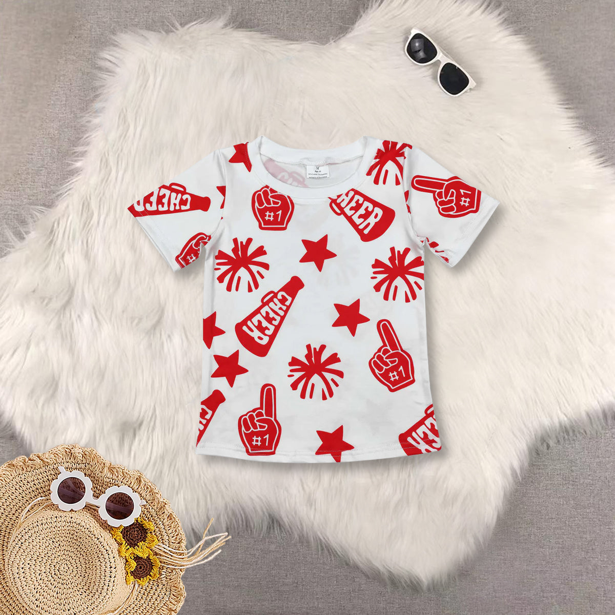 RTS NO MOQ Sibling baby girl clothes cheers short-sleeved tops