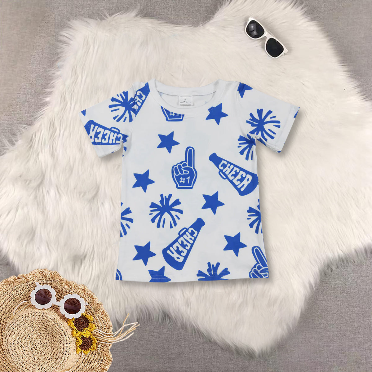 RTS NO MOQ Sibling baby girl clothes cheers short-sleeved tops