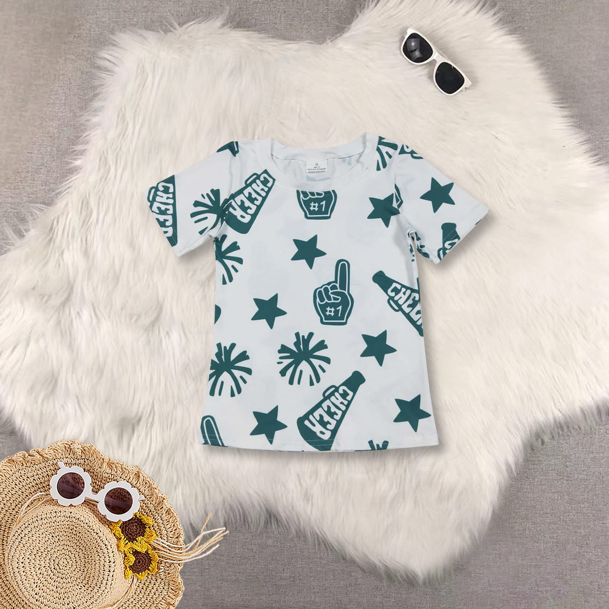 RTS NO MOQ Sibling baby girl clothes cheers short-sleeved tops