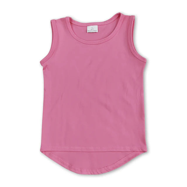RTS NO MOQ milk silk GT0983+P0386 Baby Girls Pink Sleeveless Vests Tops Leopard Elastic Pants