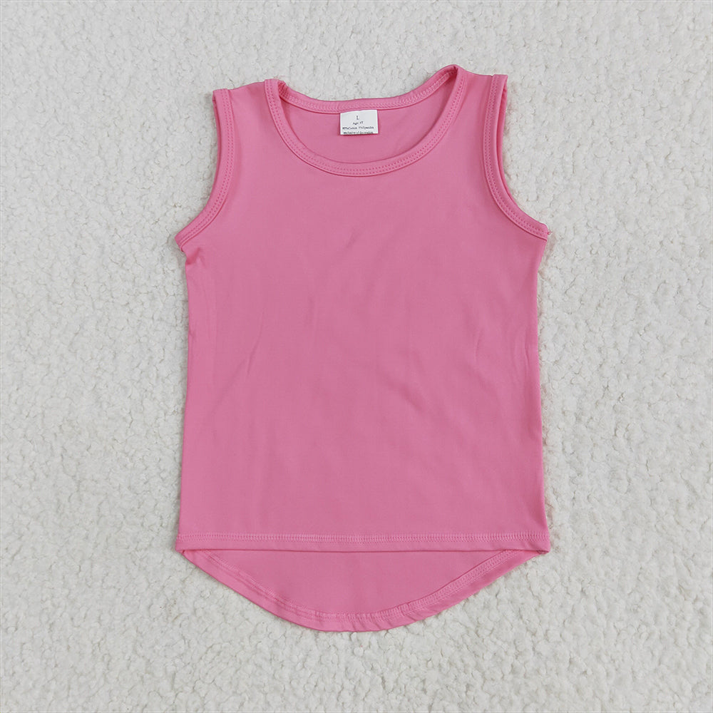 RTS NO MOQ GT0983+P1018 Baby Girls Pink Sleeveless Vests Tops And Pink Checked Pants Bottom