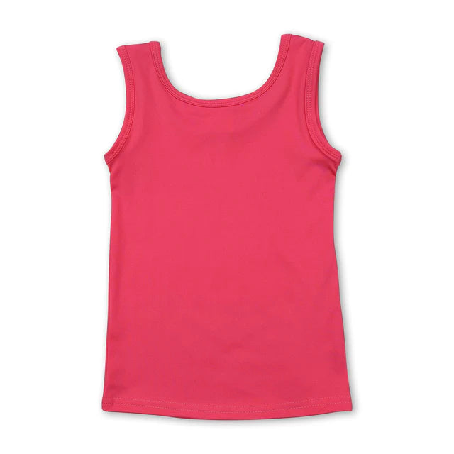 RTS NO MOQ GT0991+SS0184 Baby Girls Pink Sleeveless Yoga Tee Shirts Vests Ruffle Shorts Set