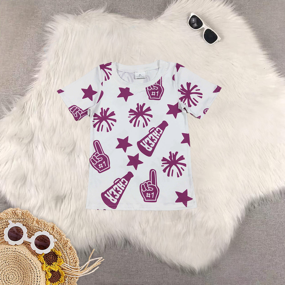 RTS NO MOQ Sibling baby girl clothes cheers short-sleeved tops