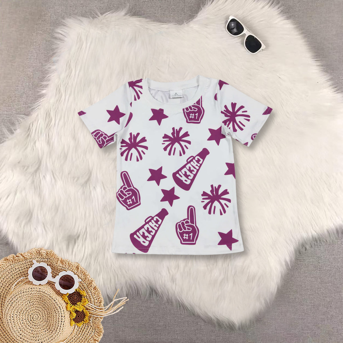 RTS NO MOQ Sibling baby girl clothes cheers short-sleeved tops
