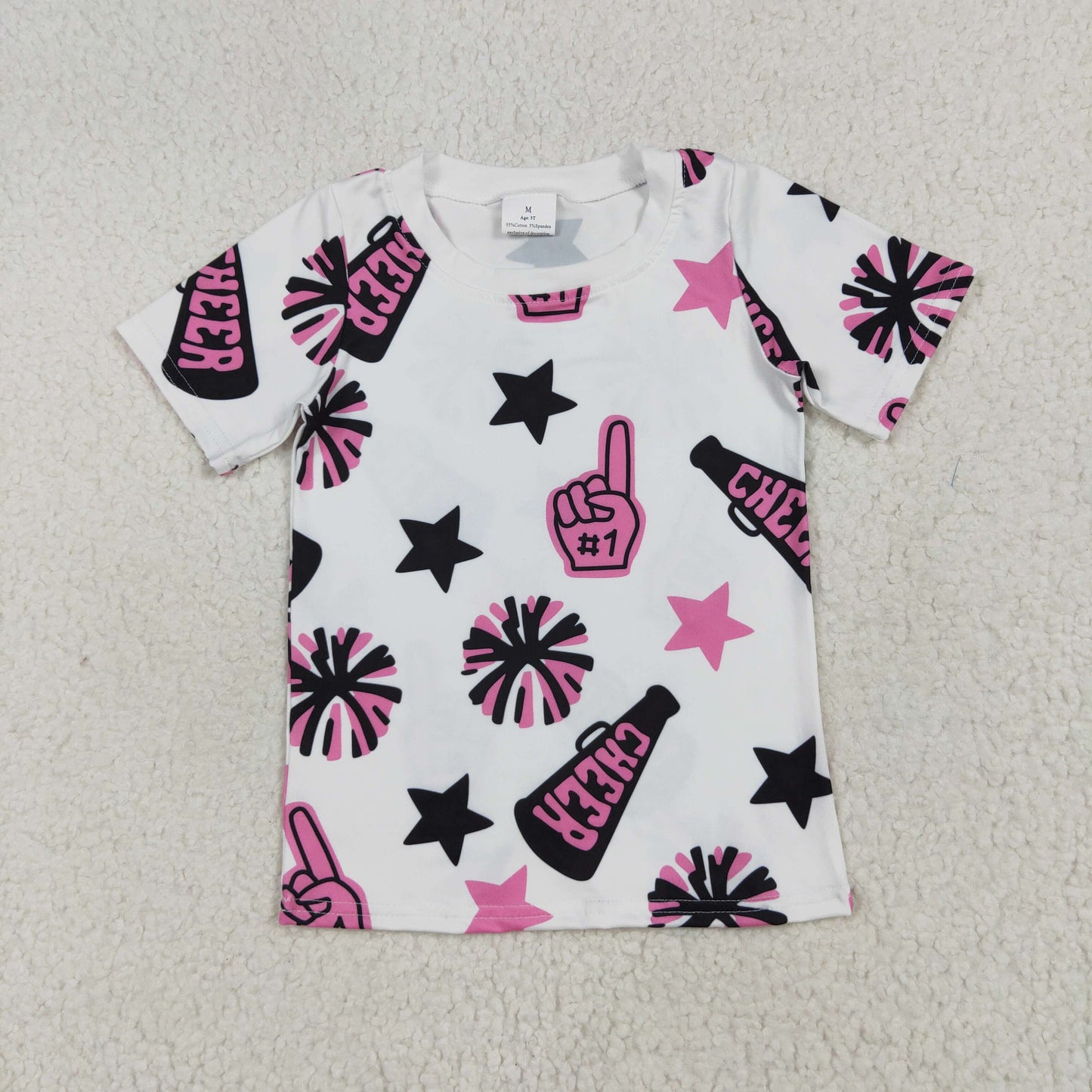 RTS NO MOQ Sibling baby girl clothes cheers short-sleeved tops