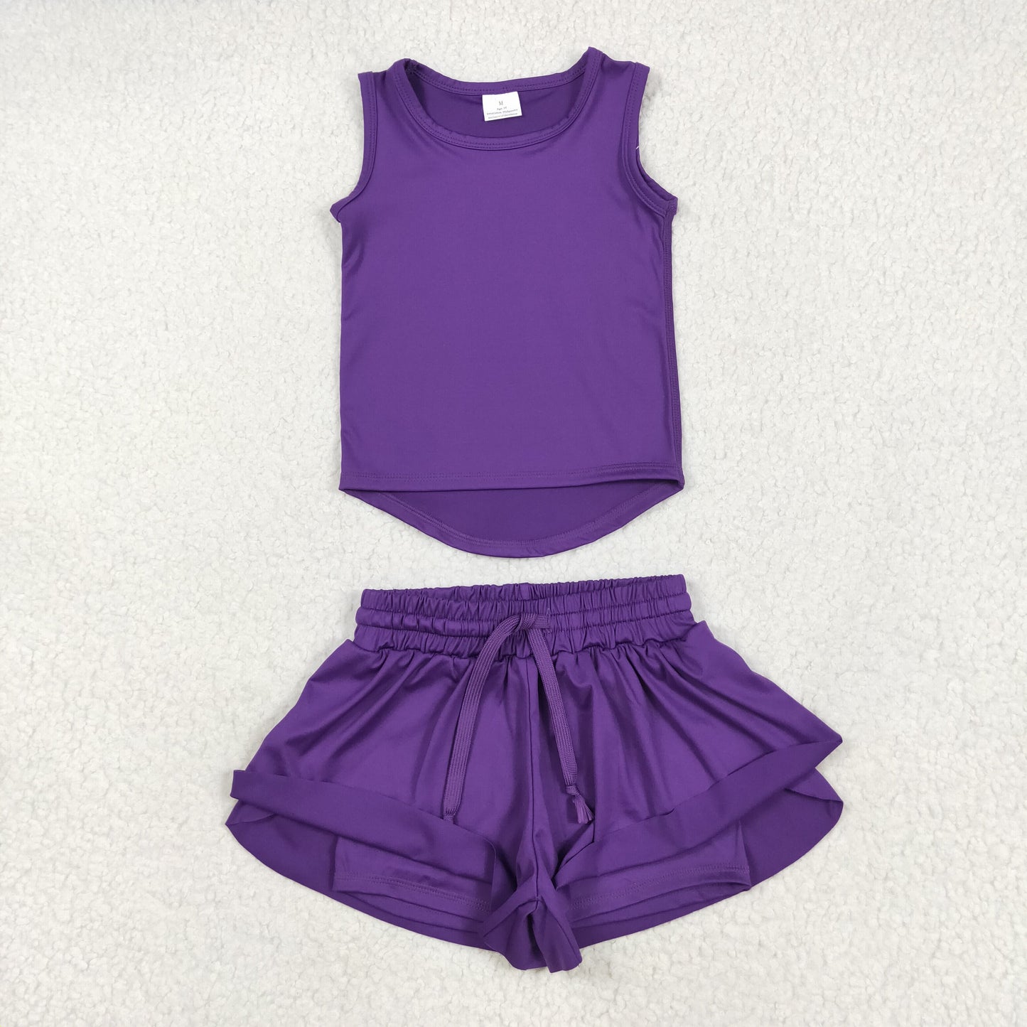 RTS NO MOQ GT0996+SS0602 Pure purple sleeveless vest yoga top shorts sets