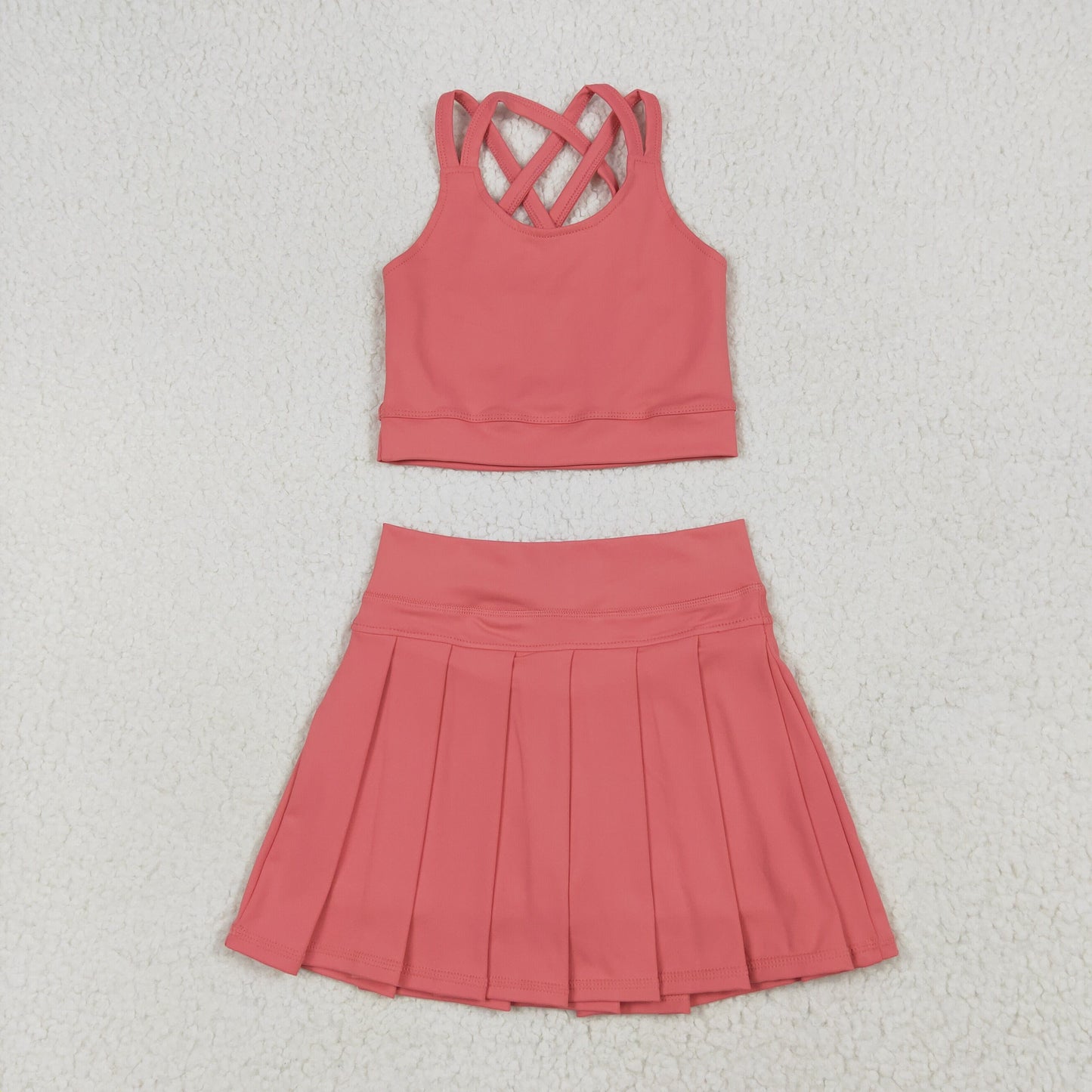 RTS NO MOQ Sibling baby girl clothes solid color skirt yoga sets