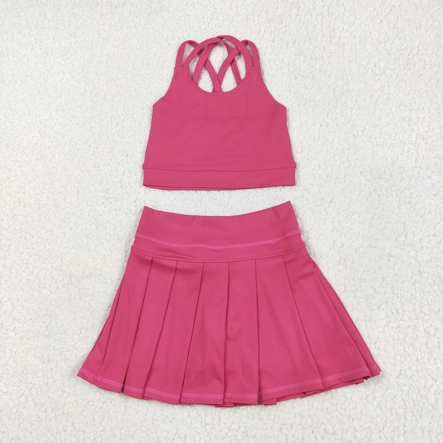 RTS NO MOQ Sibling baby girl clothes solid color skirt yoga sets