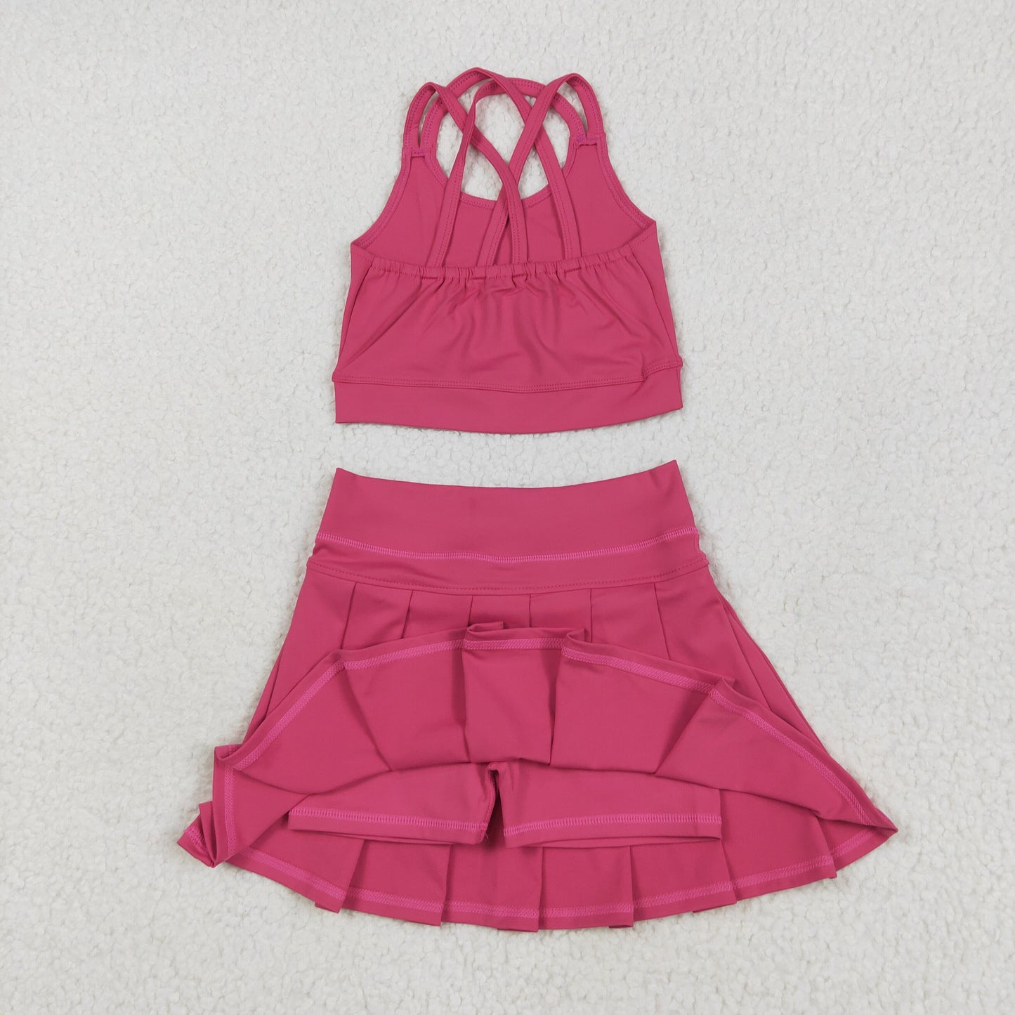 RTS NO MOQ Sibling baby girl clothes solid color skirt yoga sets