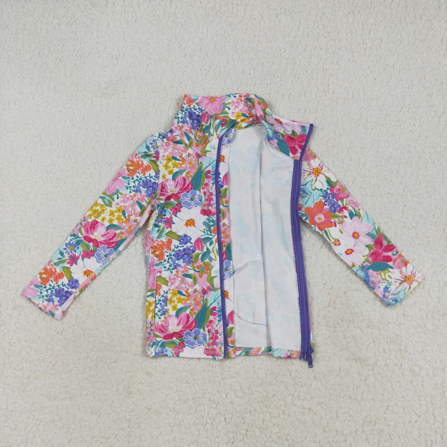 RTS NO MOQ Sibling baby girls clothes yoga Zip-Up Long Sleeve tops