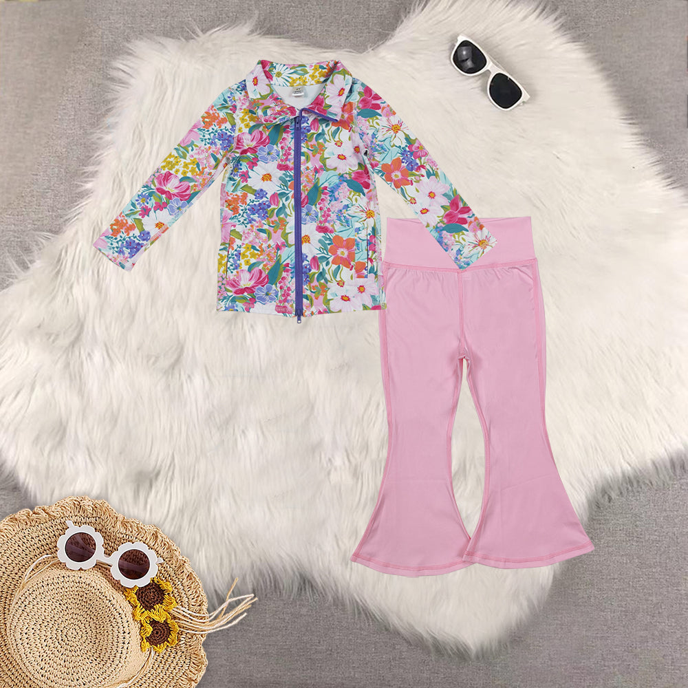 RTS NO MOQ Sibling Baby Girl clothes Yoga Long Sleeve Trousers Sets